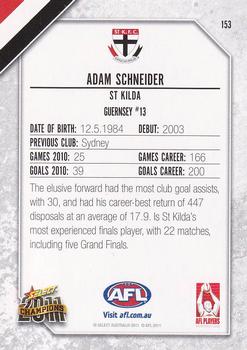 2011 Select AFL Champions #153 Adam Schneider Back